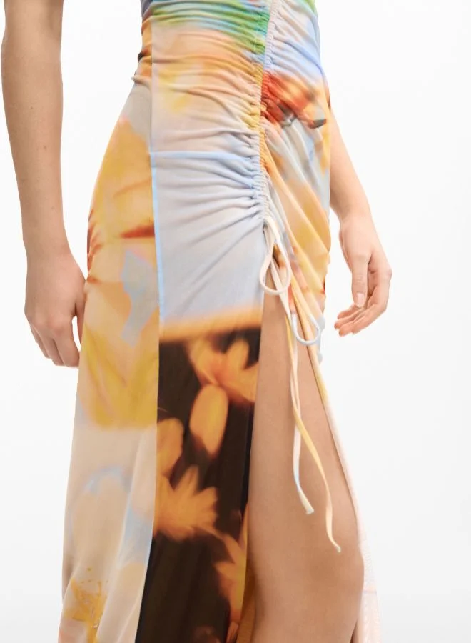 DESIGUAL abstract floral print Draped long dress for Women | Best Price UAE